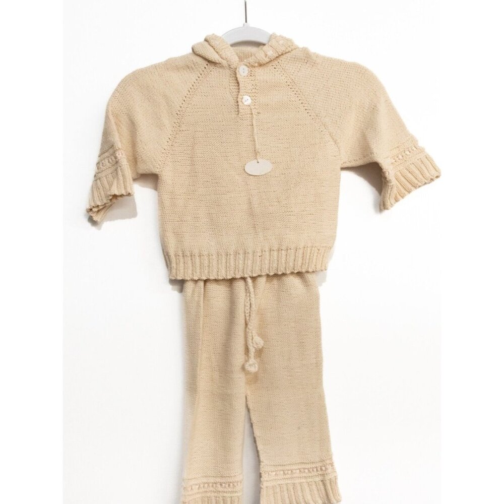 Empress Baby Girls Ivory Cotton Sweater & Pants Solid Tight Knit Outfit 3T